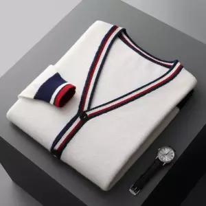 남친 니트 추동 댄디 브이넥 코트 중두툼한채색줄무늬울 루즈핏 카디건 남멜란지반팔 SPO마켓2