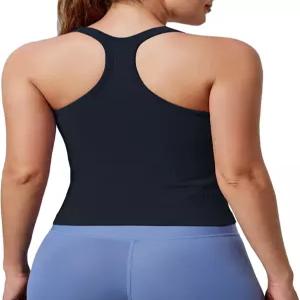 브라 레이서백 심리스 크롭 탱크가 내장된 에버큐트 여성용 1/2/3 팩 리브드 운동 탑 카미솔 스포츠