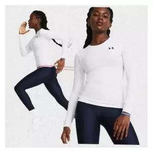 매장정품 언더아머 UNDER ARMOUR 여성 25SS UA 히트기어 기능성 트레이닝 긴팔 티셔츠 화이트 1387697 GUAP