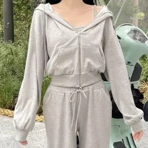 [반해써](투피스세트) 간절기 투웨이 후드집업 나시 와이드 팬츠 트레이닝 세트 T_YW1