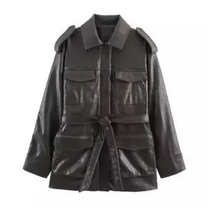 여사친 레더 가죽 재킷 포켓 코트 SPO마켓1