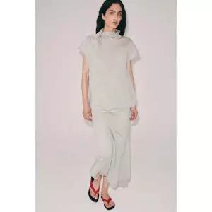 자라 ZARA 링클 페이크 매듭 하이넥 니트 탑 - 샌드 / 그레이1242801