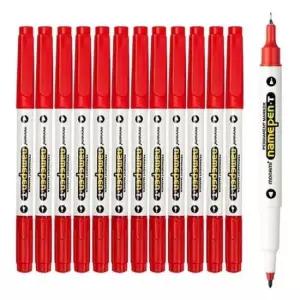 [문구] 네임펜 양면 유성 사인펜 트윈 펜 레드색 12자루