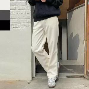 [아이에스이랩]기모  와이드 슬랙스 팬츠 온장고 바지 I4PM074