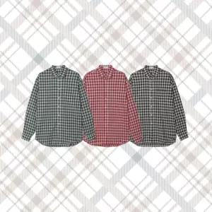 [엠클로]남자 오버핏 긴팔 체크 셔츠 캐주얼 남성 커플 남방