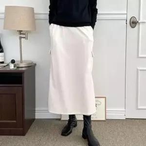 [옷은날개] 여성 코듀로이 포켓 밴딩 롱 스커트 캐주얼 골덴 치마