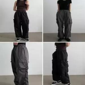 [옷은날개] 여자 카고 스트링 포켓 롱팬츠 베이직 힙한 카고팬츠