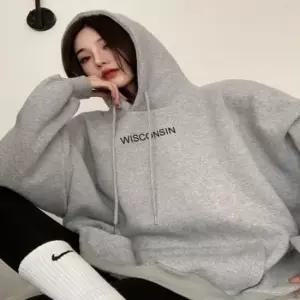 [옷은날개] 루즈핏 오버핏 앞뒤 영문 프린팅 후드티 후디 티셔츠