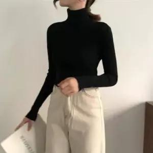 [옷은날개] 여성목폴라 목폴라 골지 니트티 여자티셔츠