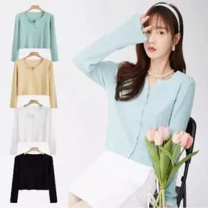 [옷은날개] 여자 간절기 라운드넥 얇은 가디건 아우터 소프트