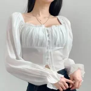 [SBD] 블라우스 블라우스 탑 오프숄더 스모크 셔링 레이스