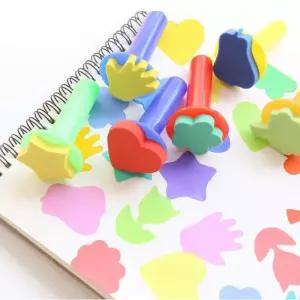 EVA 긴막대 도장 5종세트 모양찍기 놀이 미술도구