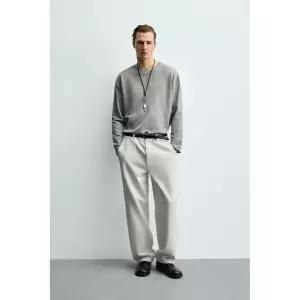 자라 ZARA 더블 콘트라스트 마감 티셔츠 - 그레이1242982