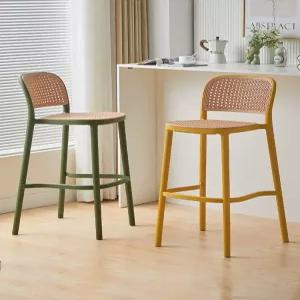 프리미엄 라탄 바의자 높은의자 카페 야외 등받이 스탠드