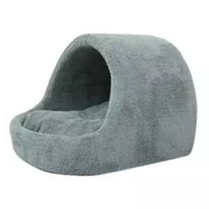 [반려] 1P 동굴 아치형 그레이 쿠션 휴식 하우스 강아지 대형
