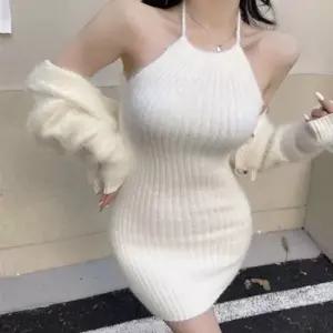 원피스 골지 클럽원피스 홀터넥 미니 슬림 니트 민소