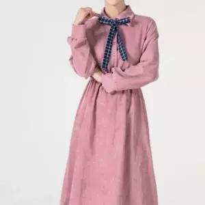 나그랑 원피스 체크 리본타이 박스원피스 롱원피스 DJ