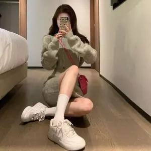 따듯한 허리절개 후드 골지원피스 니트원피스 포인트