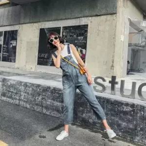 여성 귀여운 데님멜빵바지 점프수트 데님 오버롤