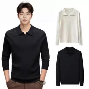 [옷자락]남자 FW 골지 무드 오픈카라넥 슬림핏 컨템포러리 니트