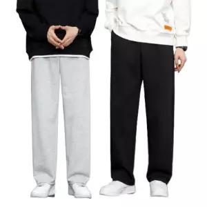 [아이에스이랩]허리밴딩 블랙 그레이 와이드 슬랙스 팬츠 I5PM024