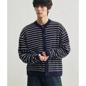 매장정품 ROTEMBER 로우 스트라이프 크롭 니트 가디건 [네이비]