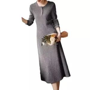 여자 스커트 원피스 니트 롱 가을 슬림핏 국경청 청기 라운드넥 분위기 SPO마켓3