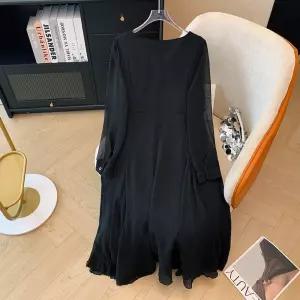 스커트 원피스 블랙 여성 춘추 커버 루즈핏 긴팔 사이즈 분위기 속살 작은 특대 브이넥 SPO마켓3