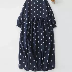 여자 분위기 가을 원피스 봄 빈티지 블루 도트 스커트 라운드 긴팔 프렌치 러블리 면마 SPO마켓3