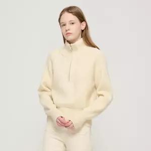 [로아드로아]라글란 반집업 카라 골지 니트 (크림)