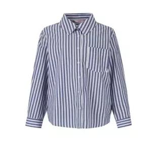 [숲][SOUP] 스트라이프 배색 자수 셔츠 (SZ9LS34)