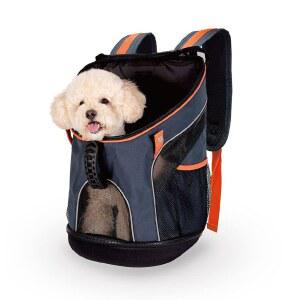 이비야야 - 소형 및 중형 반려견과 고양이를 위한 항공사 승인 반려동물 캐리어 반려견 배낭 캐리어, 마그네틱 버튼이 있는 통기성 메시 소재, 측면 포켓, 자동 잠금 지퍼 네이비 블루