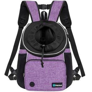 페타미 조절식 고양이 및 반려견 가슴 캐리어 백팩, 하이킹 캠핑용 통풍, 최대 15파운드, 보라색