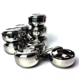 [콩심팥심]업소용 식당용 이중 스텐인레스 밥그릇 합식기 10세트