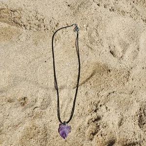 보라 자수정팬던트 끈목걸이 스톤 원석