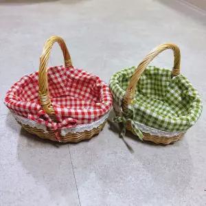 바구니 손잡이 가방 과일 원형 다용도 인테리어 소품 피크닉