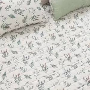 베이지 플로럴 카페트 겸용 슈퍼싱글 밴딩 침대 패드 침대패트리스패드 매트리스패드