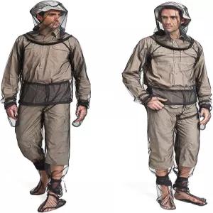 4피스 모기장 - 재킷 후드 팬츠 미트 양말 세트 가볍고 통기성이 좋은 메쉬 의류(소형/중형(1팩)