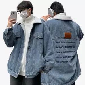 [아이에스이랩]남여공용 양털 기모안감 오버핏 데님 청자켓 I4JK081W