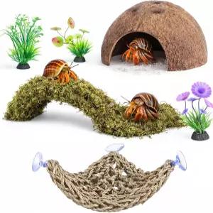 HERCCOCCI 에르미트 크랩 액세서리 6Pcs 장난감 코코넛 쉘 오두막 위한 해먹 인공 식물 등반