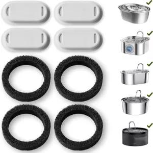 고양이 분수 스테인리스 스틸용 PETLIBRO 교체 필터 67온스/2리터 조절 가능한 물 흐름 애완동물 초조용한