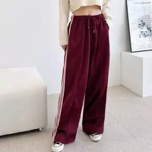 [보슈아][sado]여성 테잎 트랙 와이드팬츠 밴딩 트레이닝하의 밑단스트링 G278W