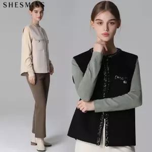 [쉬즈미스][쉬즈미스(SHESMISS)] 울 트리밍 핸드메이드 베스트 (택가격328000원)
