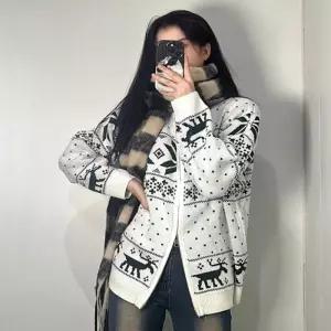 [갓샵]코위찬 노르딕 눈꽃 니트 투웨이 집업 가디건 2color