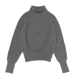 [로아드로아]라글란 반집업 카라 골지 니트 (차콜)