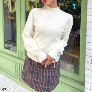 [문에이블]문에이블 여자 여성 가을 겨울 퍼프소매 반목티 반폴라 핀턱 겨울 이너 니