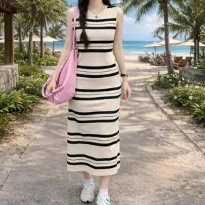 [라일리여성의류] Rly 여자원피스 모임 면 매력적인 빅사이즈 민소매 가