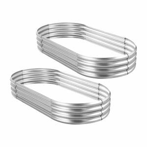 랜드 가드 2Pc 아연 도금 재배 정원 침대 키트, 플랜터 타원형 대형 금속 상자 야외 채소용 u2026