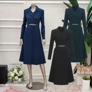 [미니멈]MD 레이어드 카라 브이넥  플레어 원피스 MD MMXDAWO1120_CJ