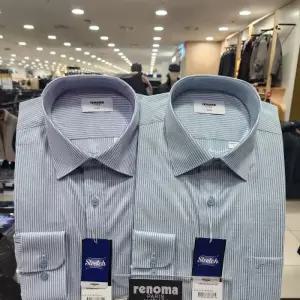 [레노마셔츠]카치온 스판 슬럽 투톤 스트라이프 일반핏 RPSSG0450_DG